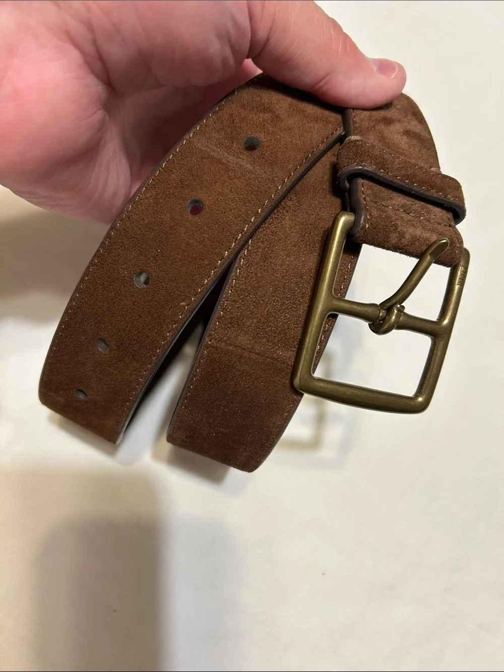 Polo by Ralph Lauren Brown Suede Belt with Brass Buckle